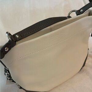 Coach Carly Pebbled Leather shoulder  Hobo bag off white
All sales final